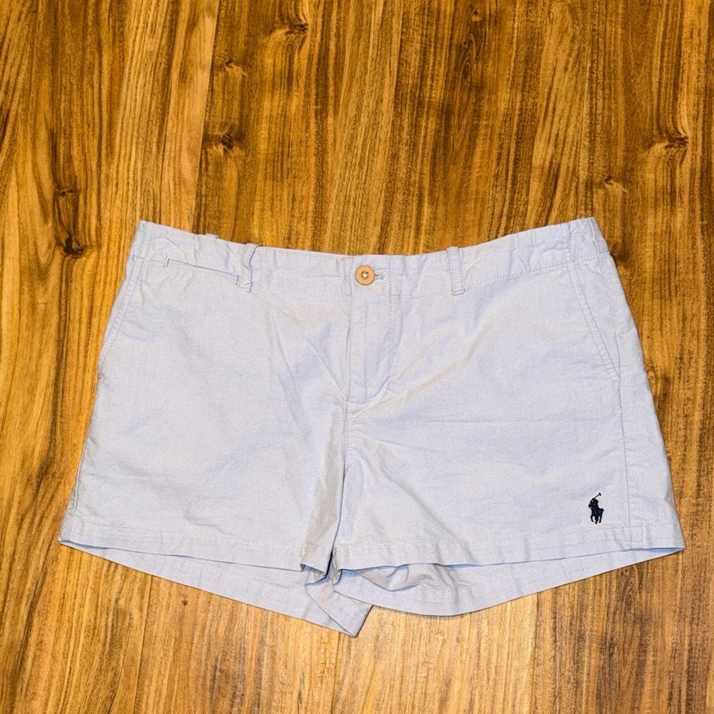 Ralph Lauren Blue Label Womens shorts Light Blue chino embroidered 3.5” cotton